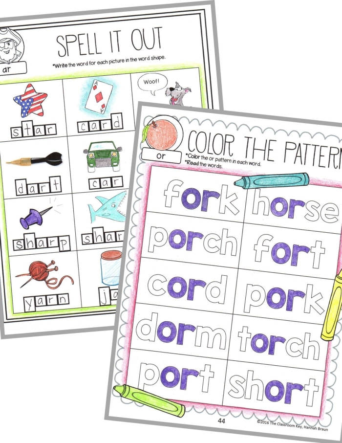 Worksheet focusing on R-controlled vowels for first-grade students R-Controlled Vowels worksheet designed for first graders to enhance phonics skills
