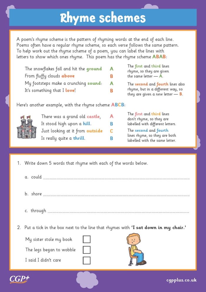 Fun Printable Find a Rhyme Worksheets for First Graders