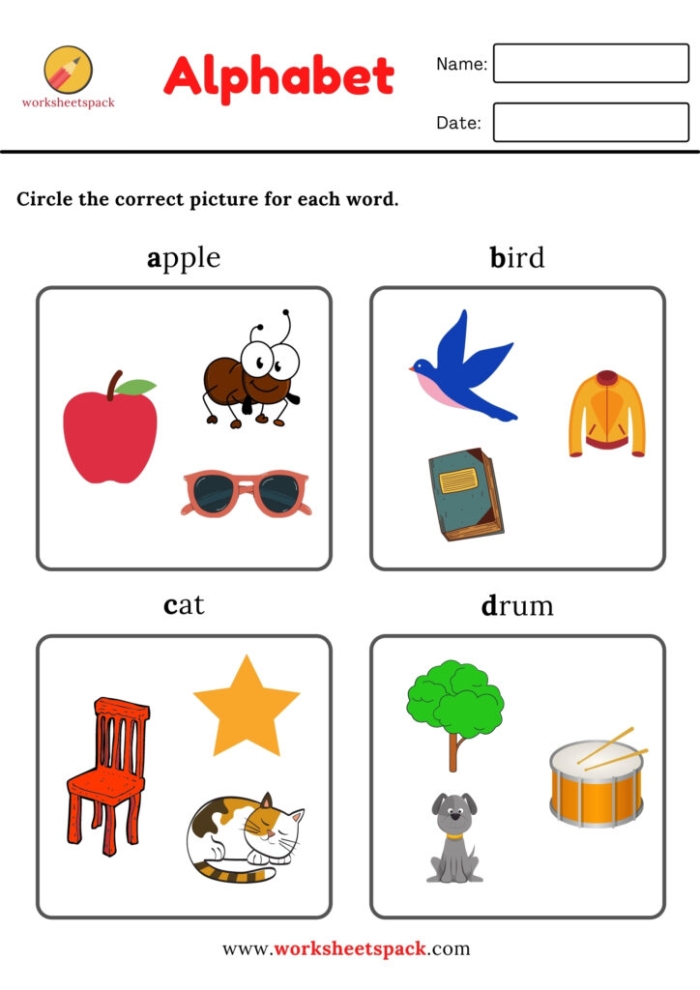 Rhyming Words For Kids Worksheet Activity 13 First grade student matching rhyming words and pictures to build reading vocabulary skills