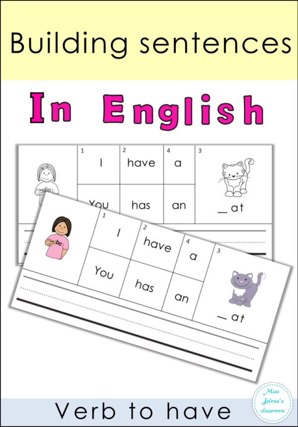 Beginning Grammar: Building Sentences Practice Activity for First Grade First grade student completing a sentence building exercise by adding subjects and predicates to practice grammar skills