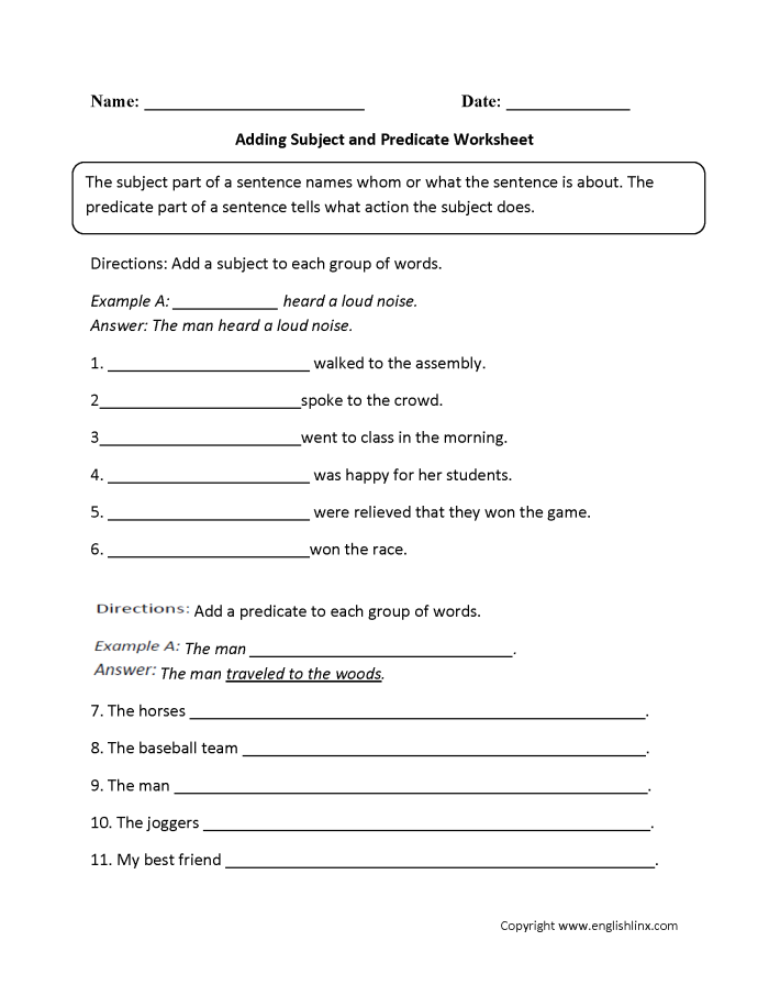 First grade life science worksheet focusing on identifying parts of a sentence