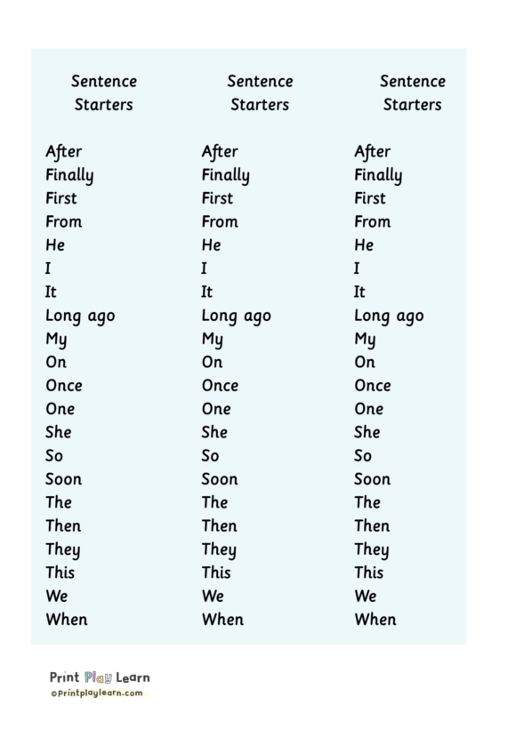 Sentence Starters Worksheet 17 for Beginning Readers and Writers First grade students practice writing with a printable sentence starters worksheet 17