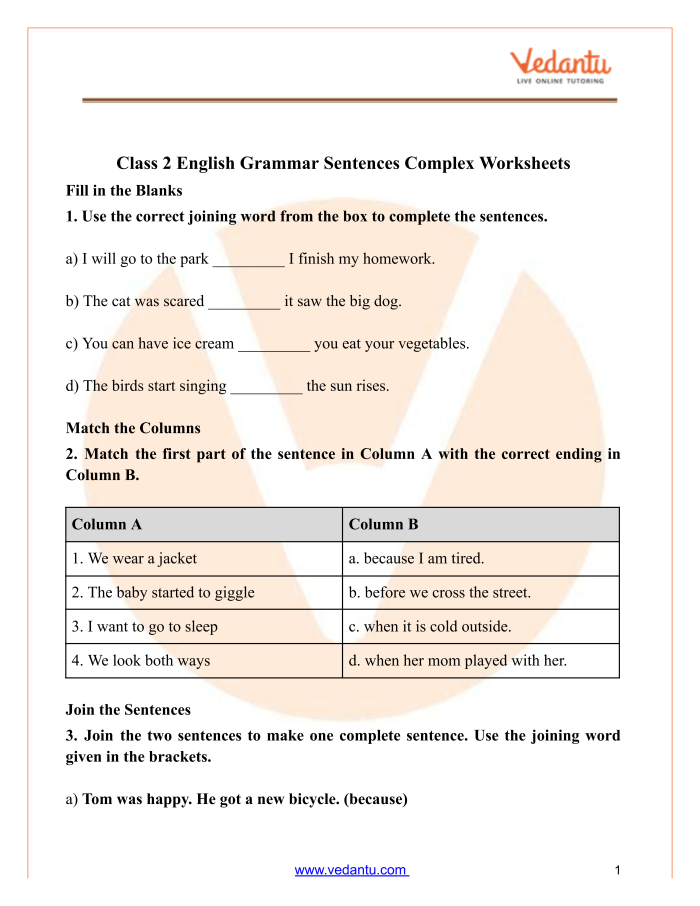 First grade student completing a parts of a sentence worksheet with a life science theme