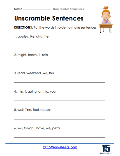 Beginning Grammar worksheet focusing on parts of a sentence for first graders