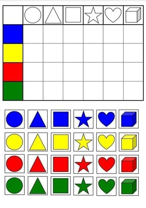First grade students identifying and continuing shape patterns with circles, squares, and triangles