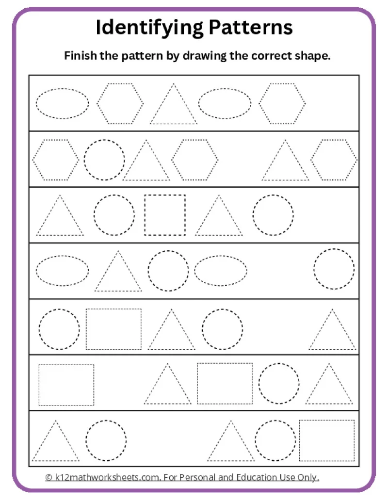First grade student completing a multiple choice shape identification worksheet with bubble answer options
