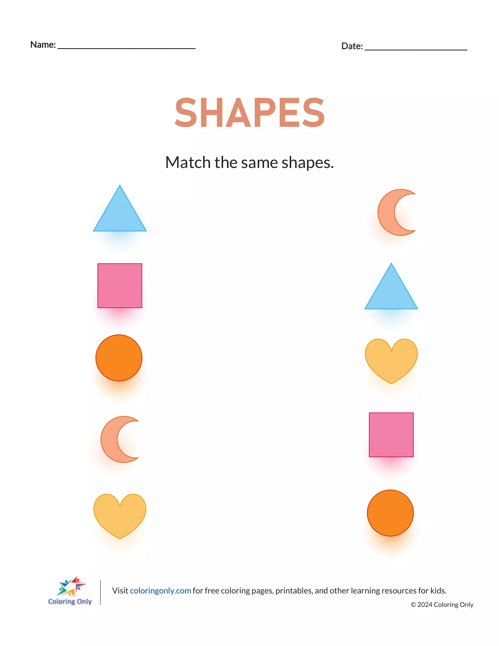 Worksheet featuring various shapes for children to create pictures of real objects