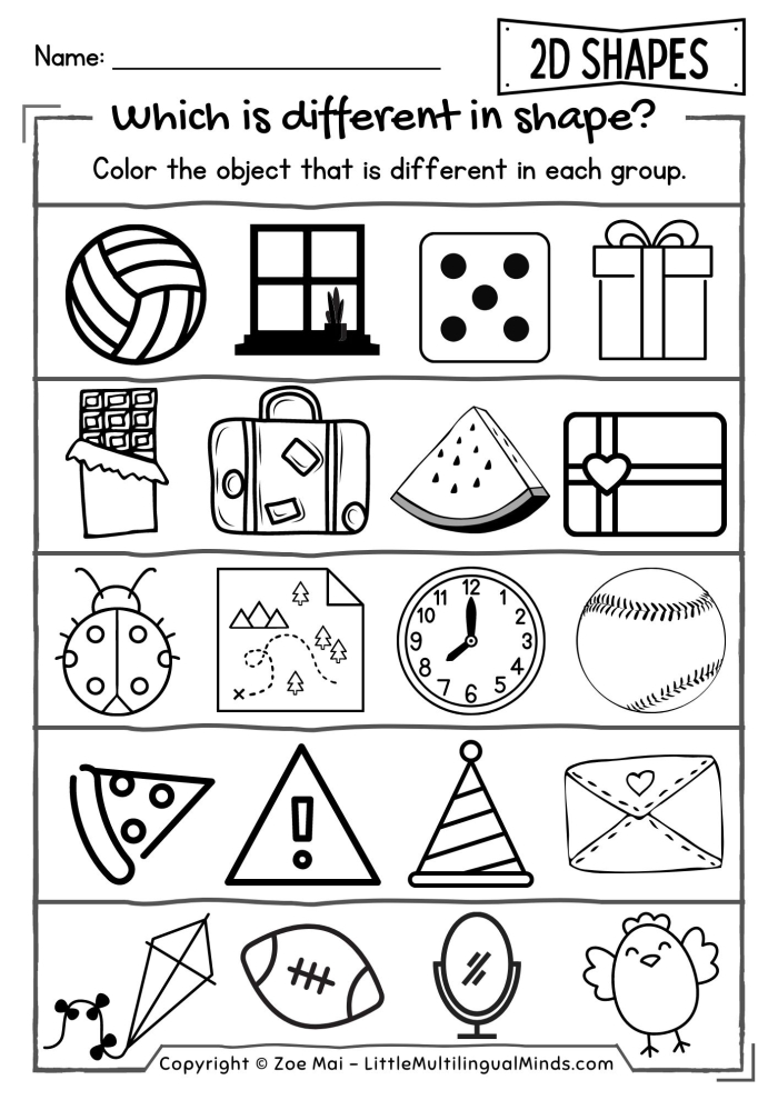 Worksheet for identifying and matching 2D and 3D shapes for first graders