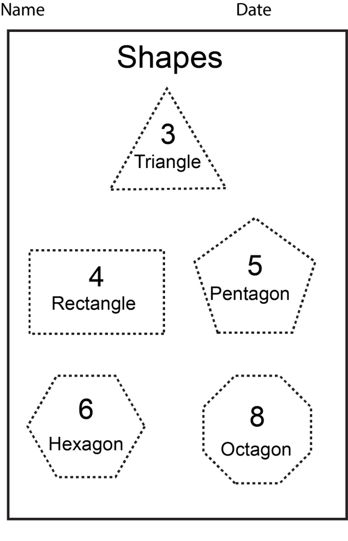 Worksheet for first graders focusing on shapes and their sides to enhance geometry skills