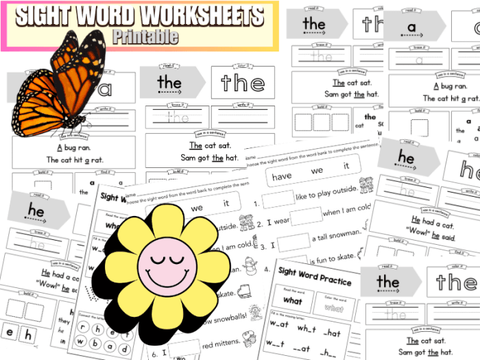 Fill-in-the-blank sight word worksheet designed for first graders to enhance their reading skills