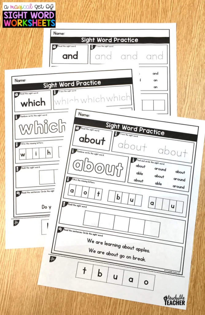 Fill-in-the-blank worksheet designed to enhance sight word recognition for first graders