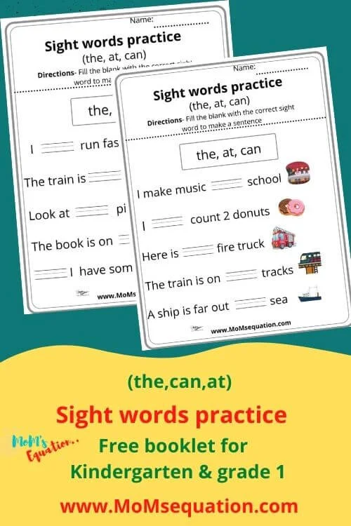 First grade student completing a fill in the sight word practice exercise worksheet number eleven
