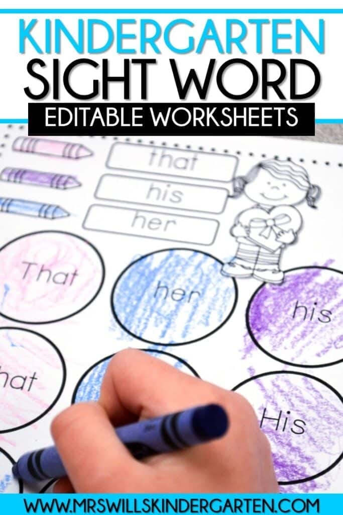Fill-in-the-blank worksheet designed to enhance first graders' sight word skills