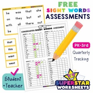 First Grade Phonics Sight Words Inventory Worksheet Image 4 Sight Words Assessment worksheet for first graders to evaluate reading skills