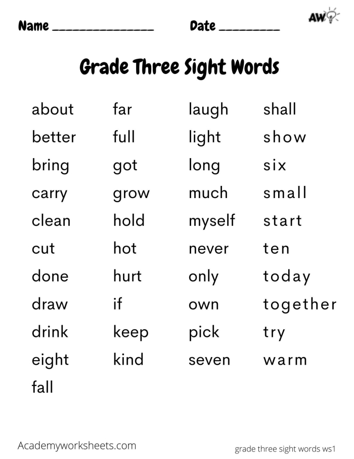First grade student completing a year end sight word reading inventory worksheet