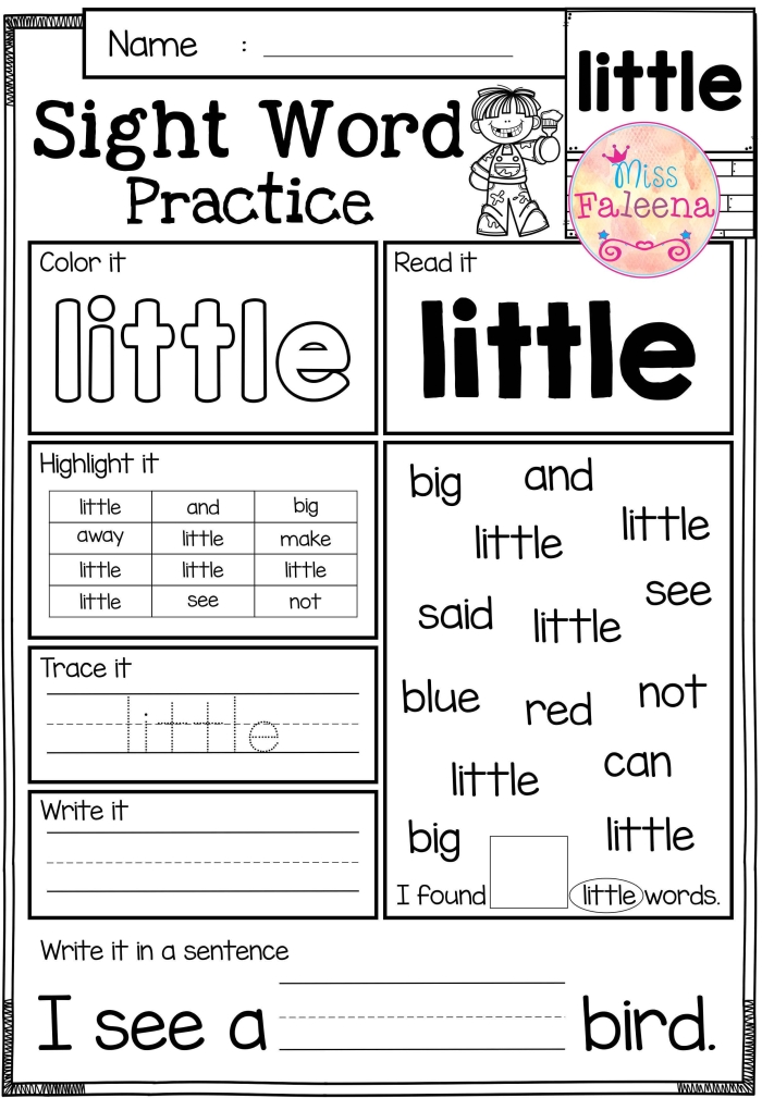 Sight Words Inventory Worksheet for First Grade Reading Assessment 8 First grade student completing a sight words inventory worksheet for reading assessment