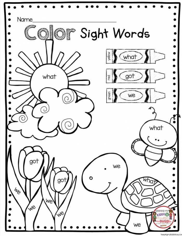 First grade students reading and identifying sight words on a year end check-in assessment worksheet