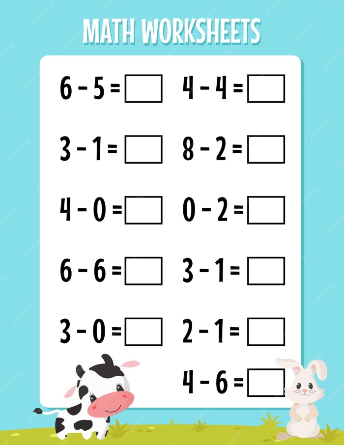 Simple Addition and Subtraction Math Worksheet Six for First Grade First grade student worksheet featuring twenty-four single-digit addition and subtraction practice problems