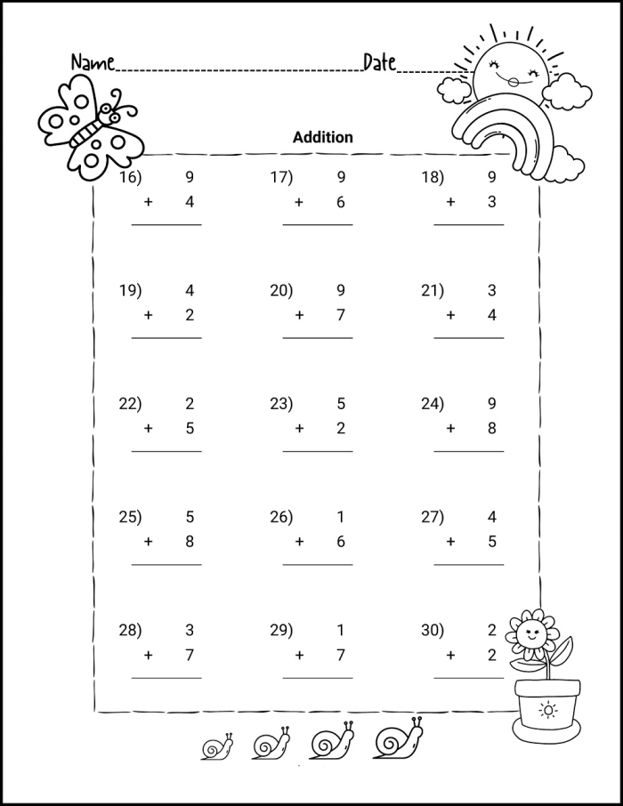 Engaging counting activity to help children learn addition concepts Single Digit Addition worksheet for first graders to practice basic math skills