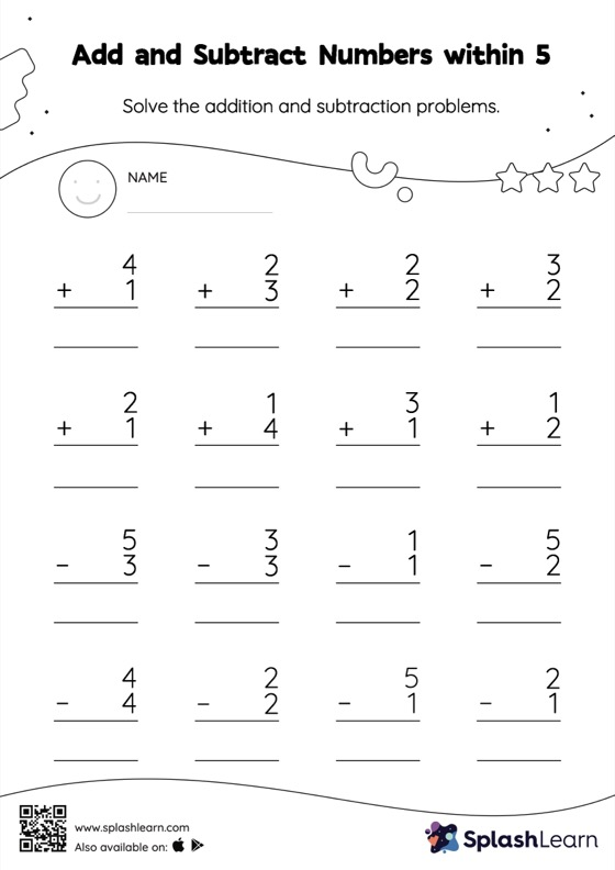 Single-Digit Subtraction Worksheet for First Grade Math Practice 19 First grade student working on a single-digit subtraction worksheet with geometry shapes