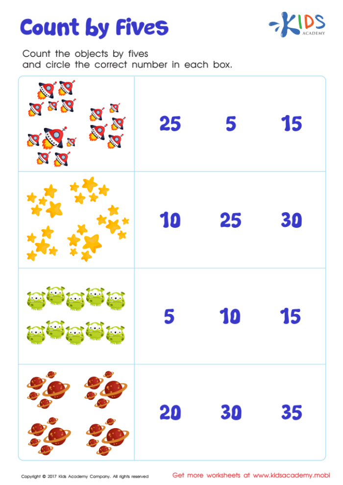 Count by 5's worksheet guiding first graders through a maze challenge