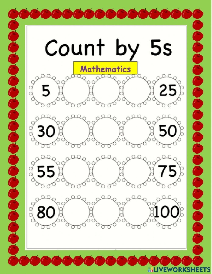Fun worksheet for first graders focusing on skip counting to enhance number sense