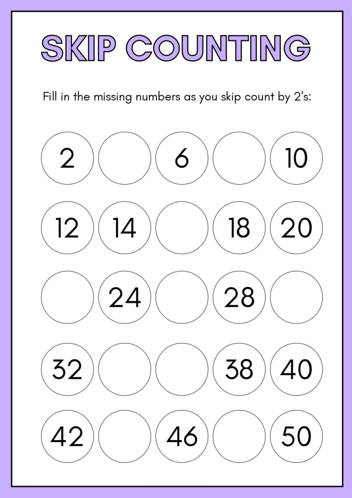 First grade student practicing decimal skip counting worksheet 25