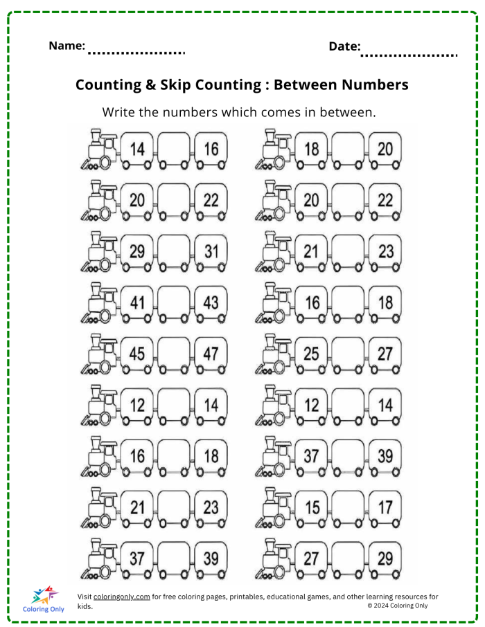 Colorful worksheet for first graders focusing on skip counting skills with engaging sports themes