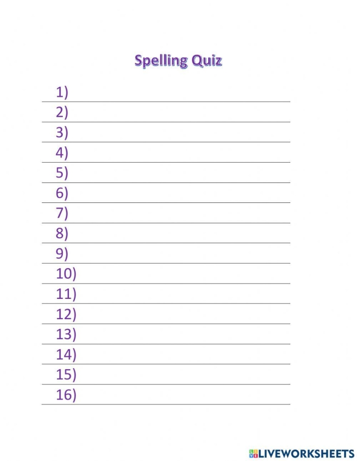 Interactive spelling activity to enhance first-grade learning skills Spelling quiz worksheet for first graders focusing on geometry vocabulary