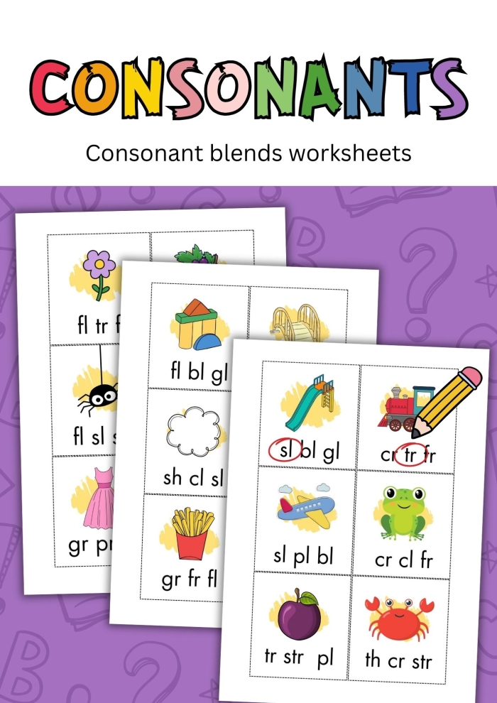 First grade worksheet featuring consonant blends with a spring theme