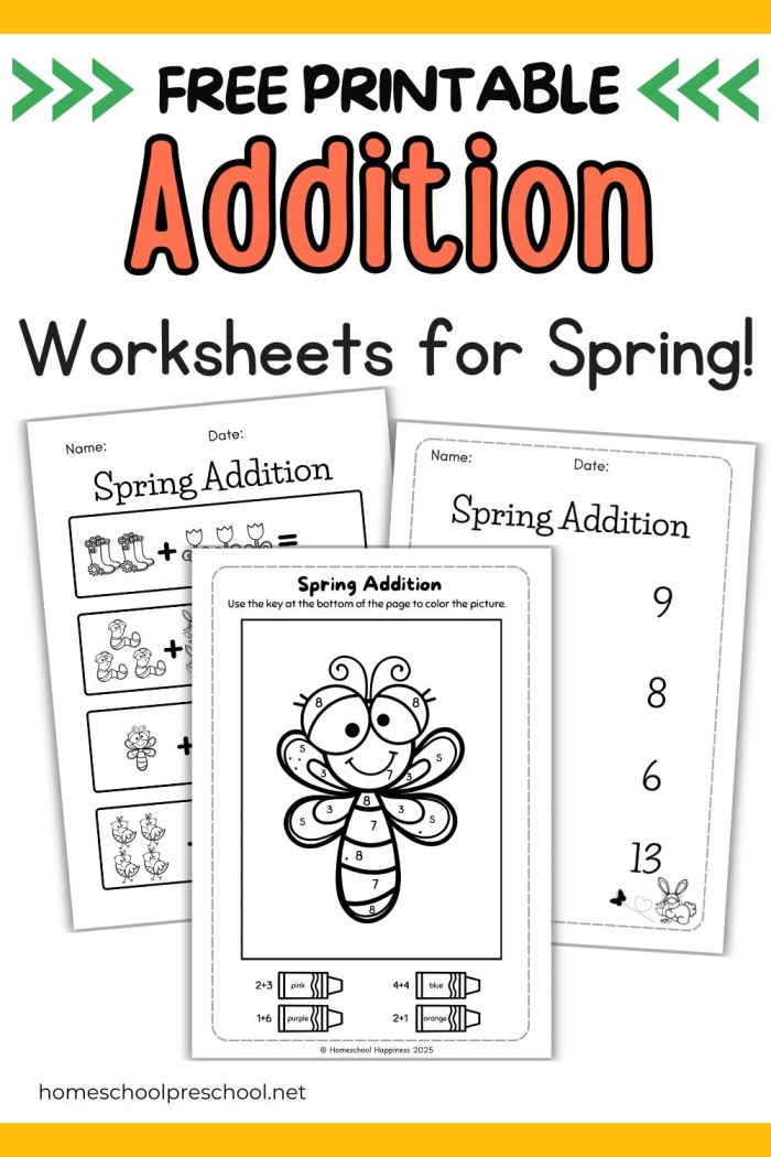 Springtime Addition Worksheet 17 for First Grade Math Practice First grade springtime addition worksheet featuring seasonal flowers and math problems