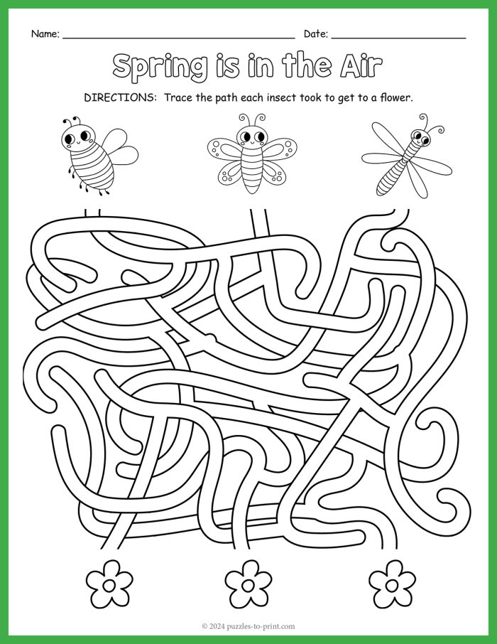 Bertie the Butterfly navigating a colorful Spring maze to reach a flower