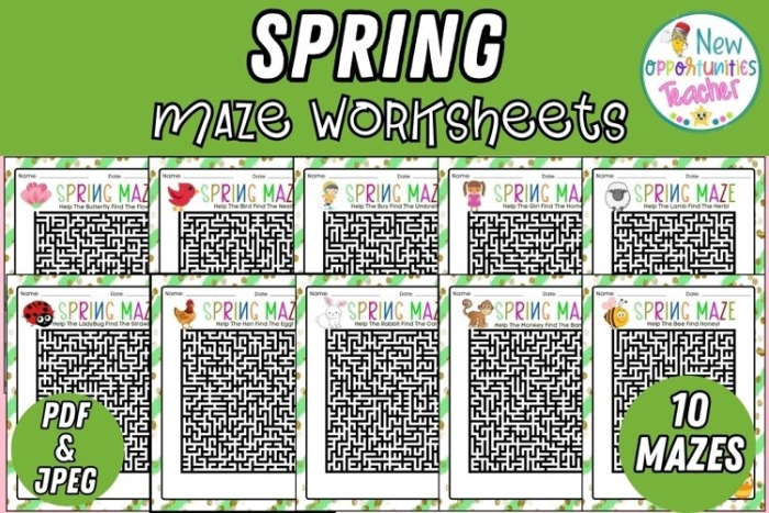 First grade Spring maze worksheet featuring Bertie the Butterfly looking for a flower