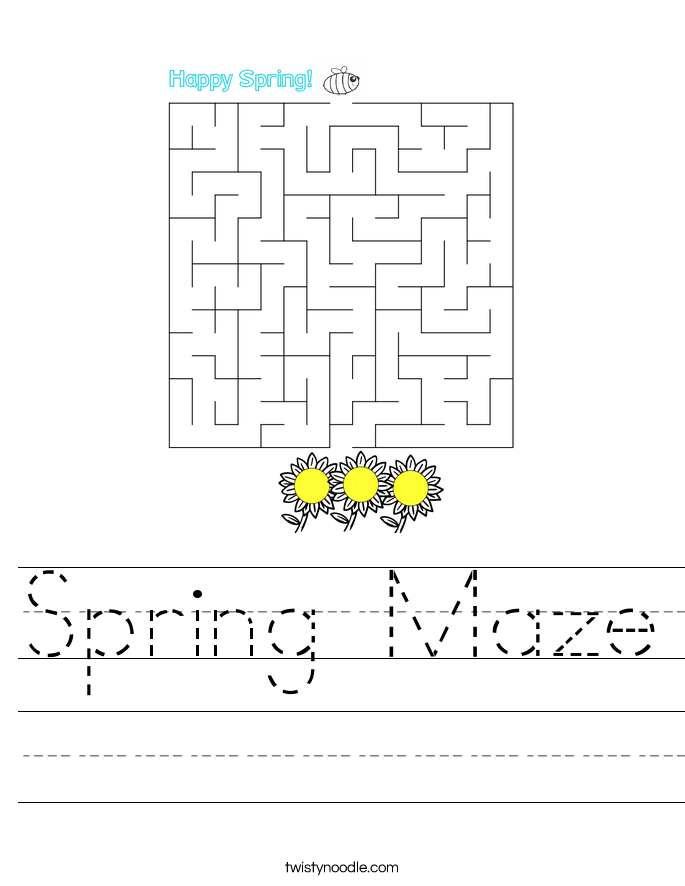 First grade Spring maze worksheet featuring Bertie the Butterfly finding his way to a flower