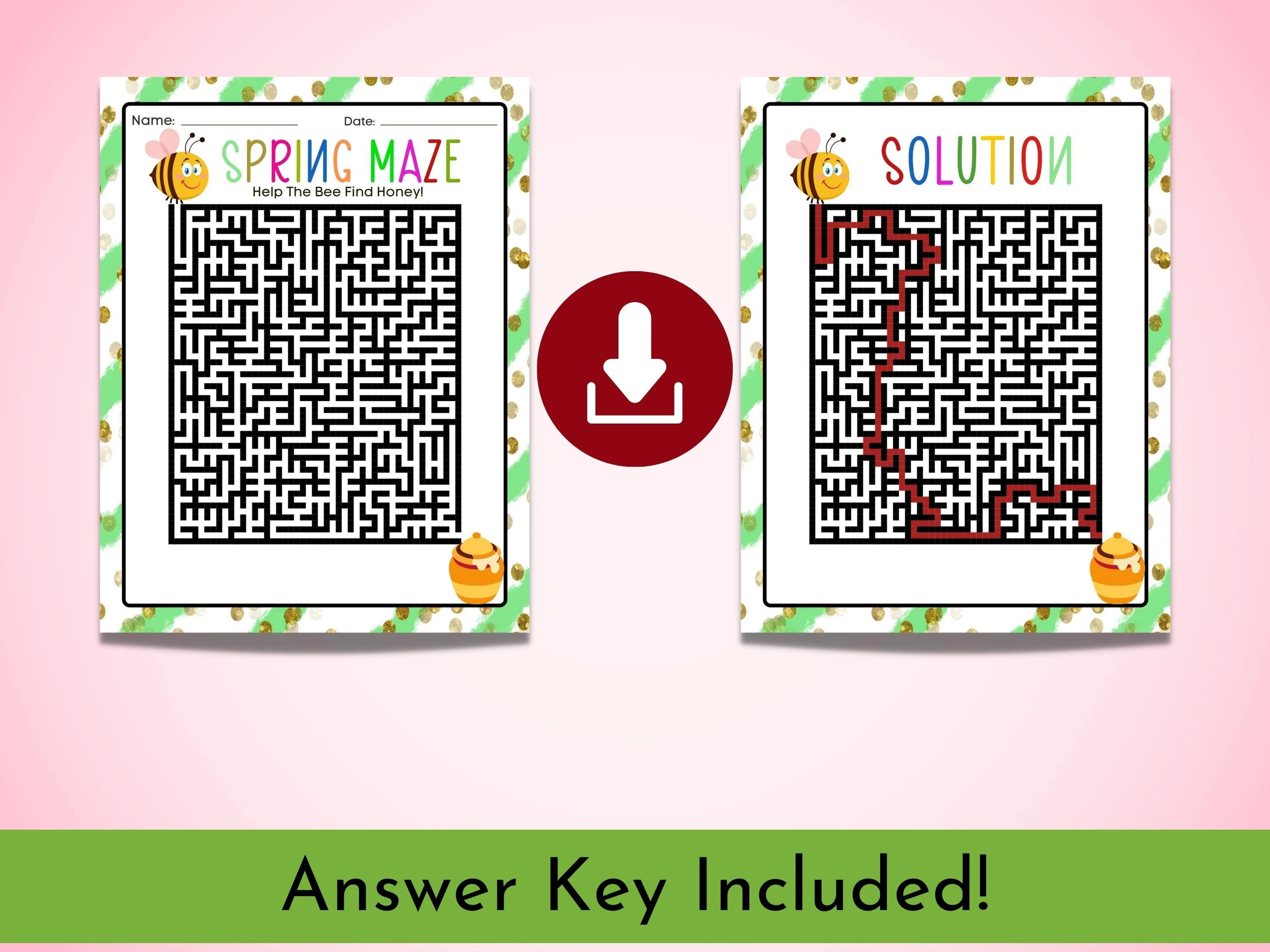 First grade Spring maze worksheet featuring Bertie the Butterfly finding his way to a flower