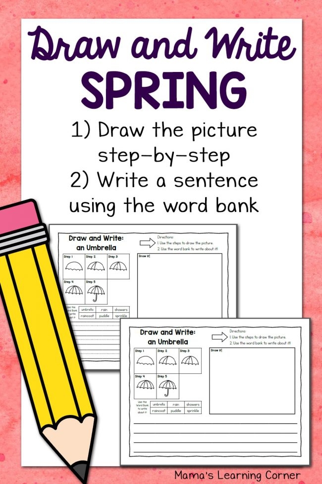 Spring-themed sentence writing worksheet for young learners Worksheet for first graders on spring sentence writing activities