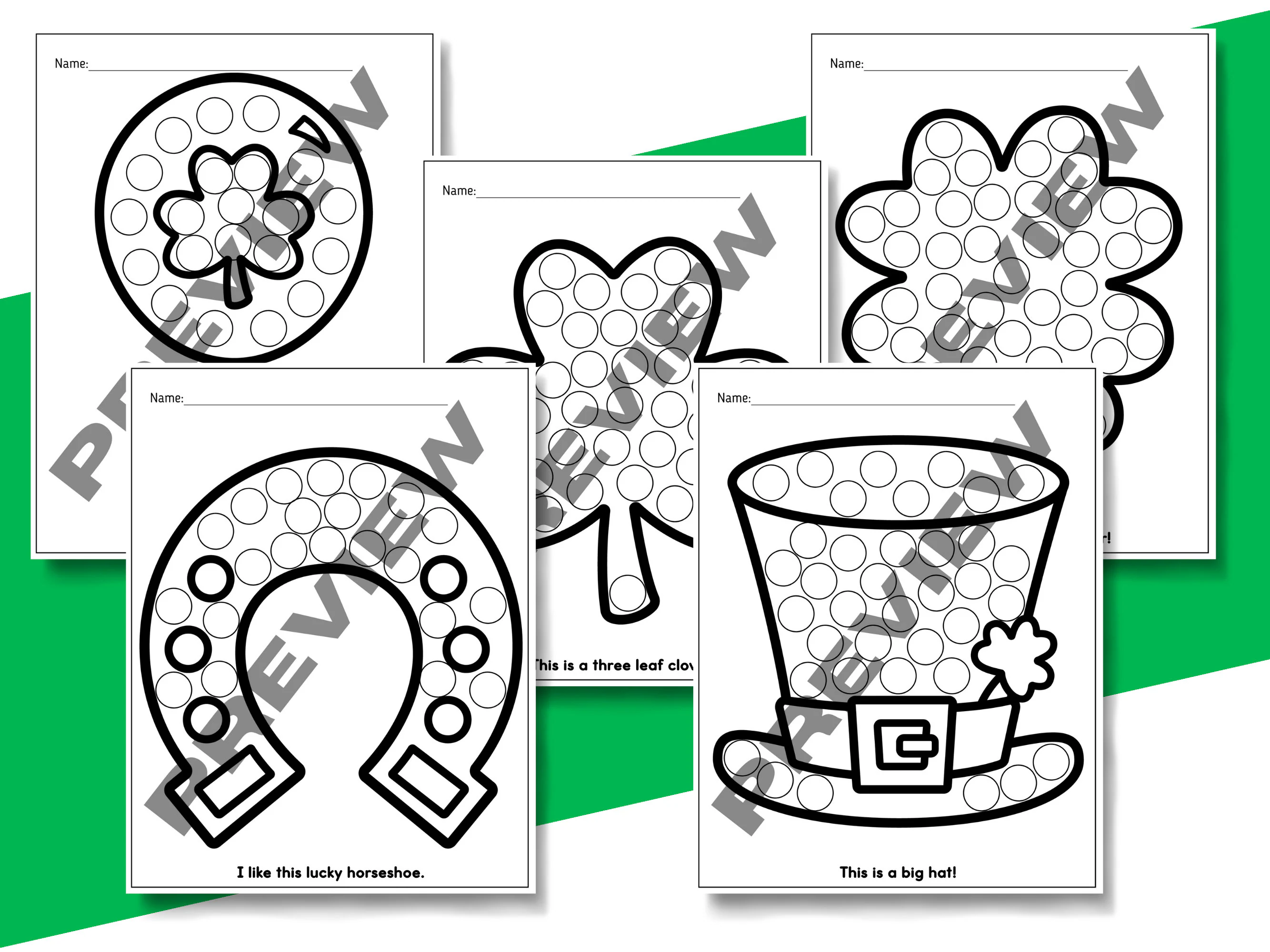 First grade student connecting dots from 1 to 77 on a St. Patricks Day worksheet page 22