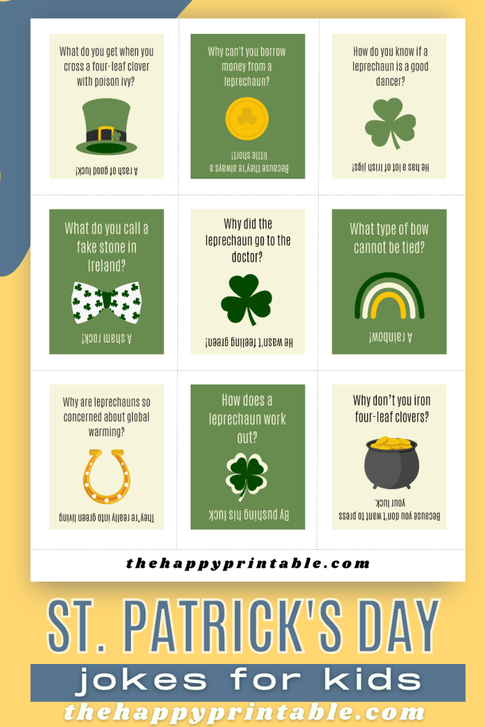 First grade student holding a fun St. Patricks Day jokes worksheet