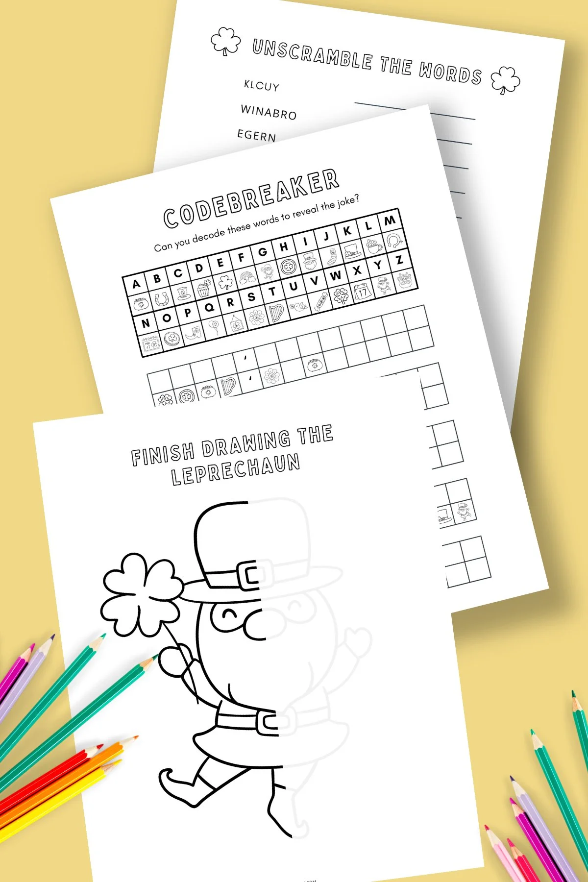 First grade St. Patrick's Day Fun worksheet featuring a holiday maze and coloring activity