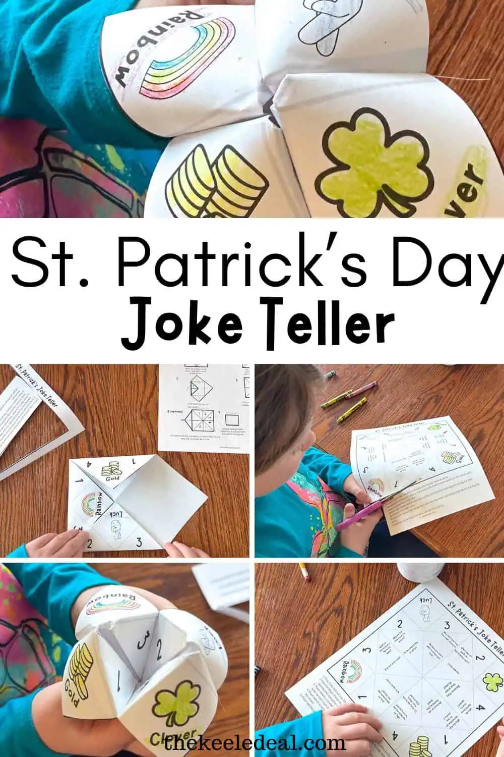 First grade students reading a fun St. Patrick's Day jokes worksheet filled with holiday riddles