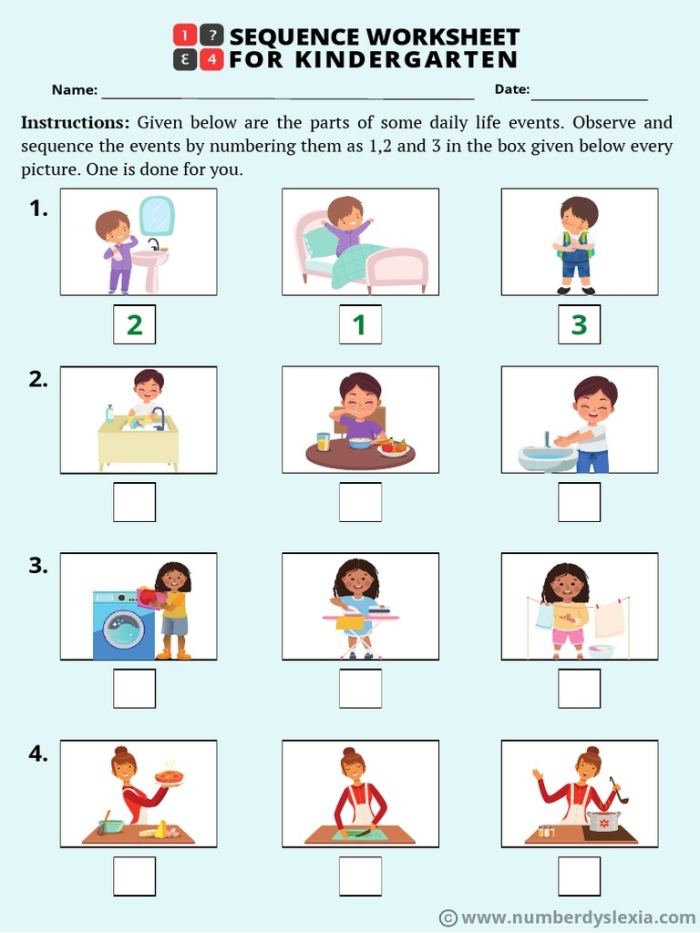 First grade story sequencing worksheet featuring a geometry themed narrative task