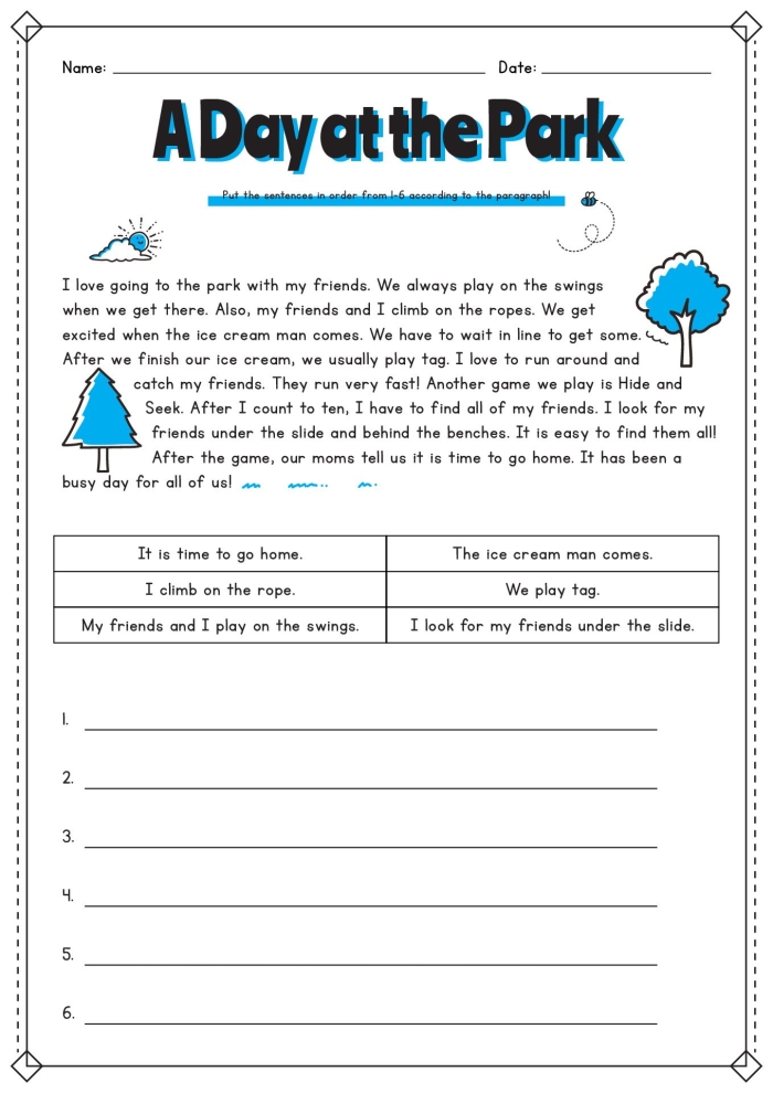 First grade story sequencing worksheet focusing on enhancing reading comprehension skills. Engaging activity for young learners to practice sequencing stories effectively.