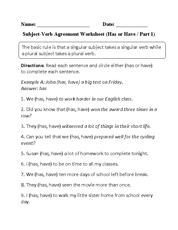 First grade student completing a subject-verb agreement quiz worksheet