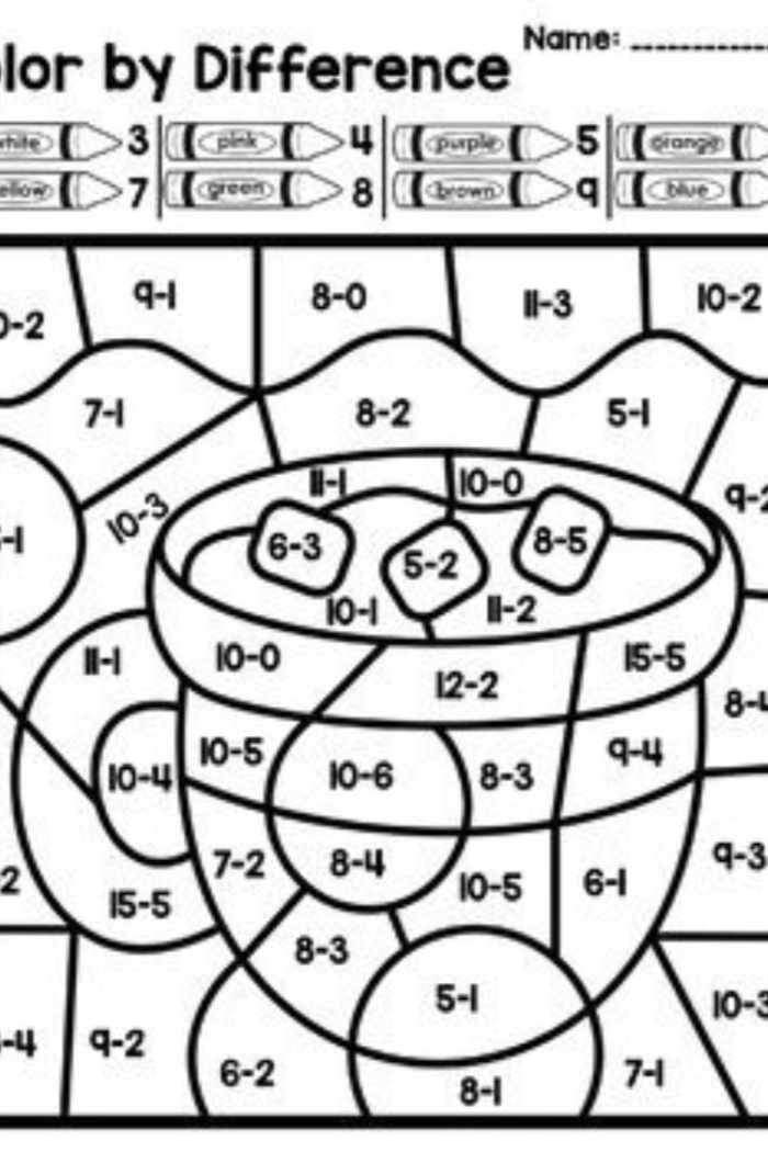 Elephant in need of color, waiting for subtraction answers to help him out