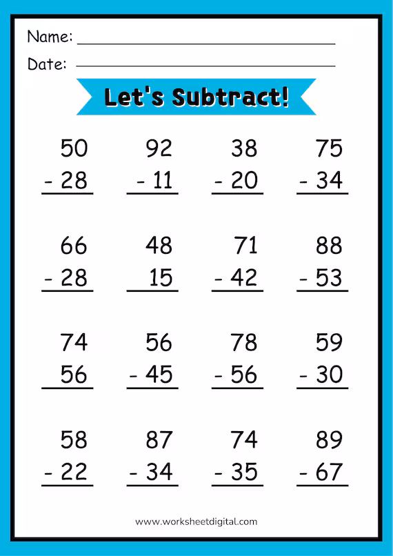 Engaging math activity designed to enhance subtraction skills Single-digit subtraction practice worksheet for first graders