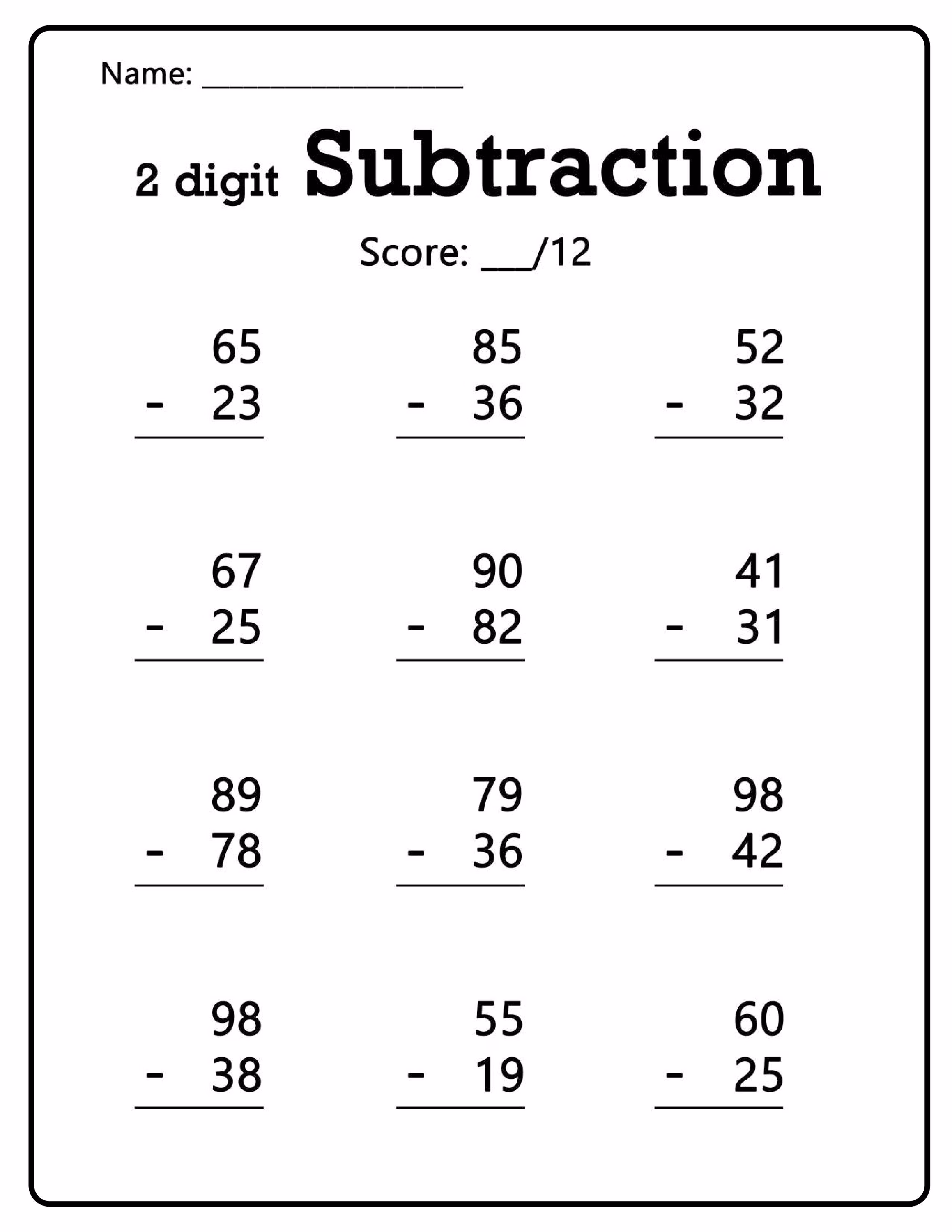 First grade math activity focusing on single-digit subtraction practice Single-digit subtraction worksheet designed for first graders to enhance math skills