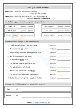 Practice Test Synonyms and Antonyms Worksheet 5 First grade worksheet featuring fun word matching activities for synonyms and antonyms