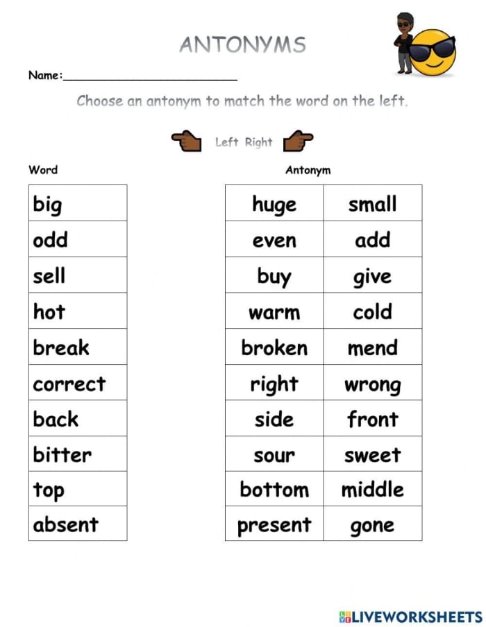 Practice Test Synonyms and Antonyms Worksheet 6 First grade student completing a synonym and antonym practice worksheet