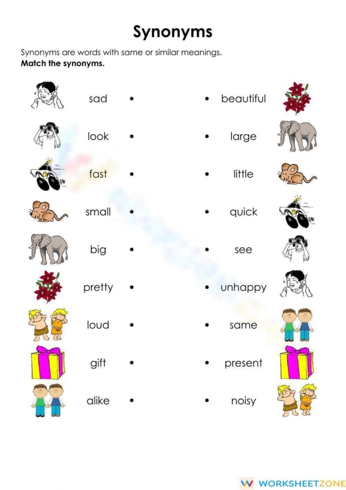 Engaging vocabulary building activity for young learners Practice Test worksheet featuring synonyms and antonyms for first graders