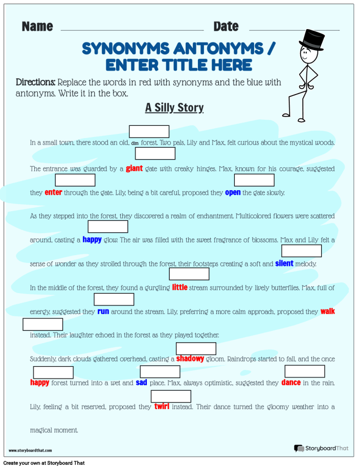 Practice Test Synonyms and Antonyms Worksheet 22 First grade vocabulary worksheet focusing on identifying synonyms and antonyms